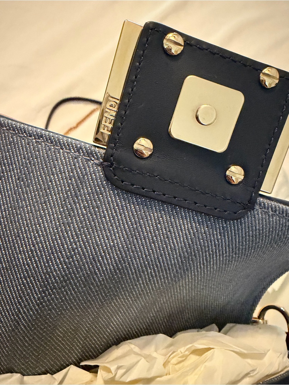 Fendi Navy denim mini baguette - Picture 7 of 12